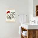 JOQUXI Funny Christmas Golden Retriever Bathroom Wall Art Decor, Christmas Bathroom Decor, Funny Santa Hat Golden Retriever Framed Artwork Poster Prints for Washroom Restroom, 12x16 Inch