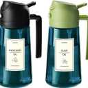 TrendPlain 16oz/470ml Blue Glass Olive Oil Sprayer for Cooking - 2 in 1 Olive Oil Dispenser for Kitchen Gadgets, Air Fryer, Salad, and BBQ - Black & Green