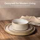 GBHOME 18-Piece Stoneware Dinnerware Set for 6 – Ribbed Ceramic Plates and Bowls, Scratch-Resistant, Microwave & Dishwasher Safe, Reactive Glaze, Cappuccino