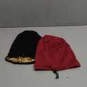 Silk Satin Bonnet Hair Wrap for Sleeping, 2 Pcs Adjustable Silk Bonnets for Women Men Sleep Cap Silk Lined Slouchy with Adjustable Strap Curly Hair Head Scarf Night Caps (Medium, Black+Red)