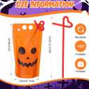 Nuenen 500 Pack Halloween Drink Pouches with Straws Spooky Pumpkin Plastic Juice Bags for Adults Disposable Drinking Bags Stand up Zipper Pouches with Straws for Smoothie Juice Halloween Party