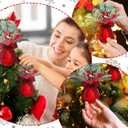 2 x Leyndo Christmas Sleigh Bells Mistletoe Bell Ornament with Pine Cones Berry Plaid Bow Metal Hanging Decoration for Home Christmas Tree Party Gift (Red, 2 Pcs)