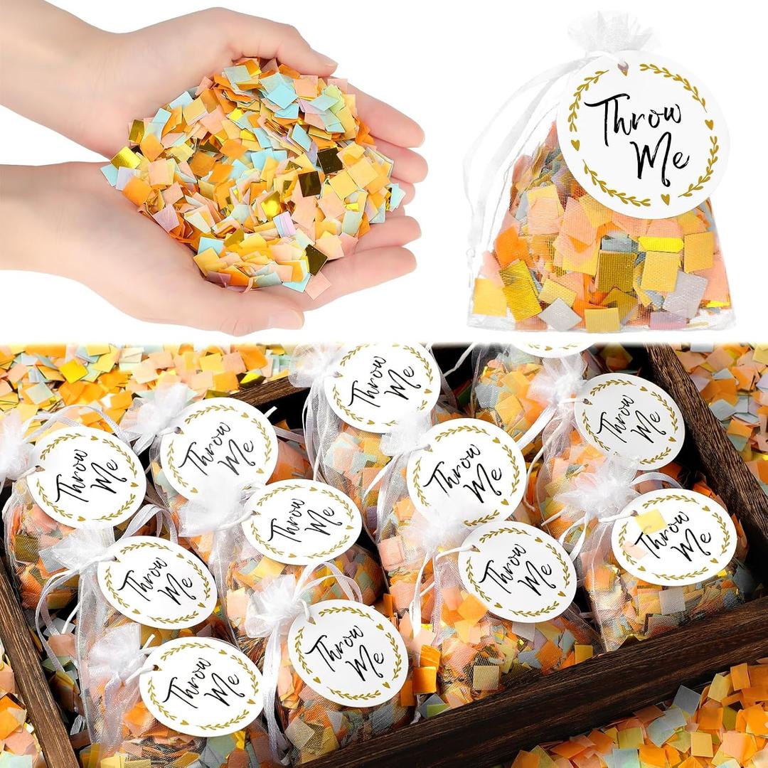 Suncalla 700g 100 Packs Graduation Confetti Biodegradable Petals with Throw Me Stickers Mixed Confetti for Wedding Birthday Party Send off Exit Ideas Photo Shoot