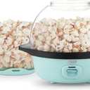 Dash SmartStore Stirring Popcorn Maker - Hot Oil Electric Popcorn Popper with Butter-Warming Tray, Clear Serving Bowl & Measuring Cup - 12 Cups, Aqua