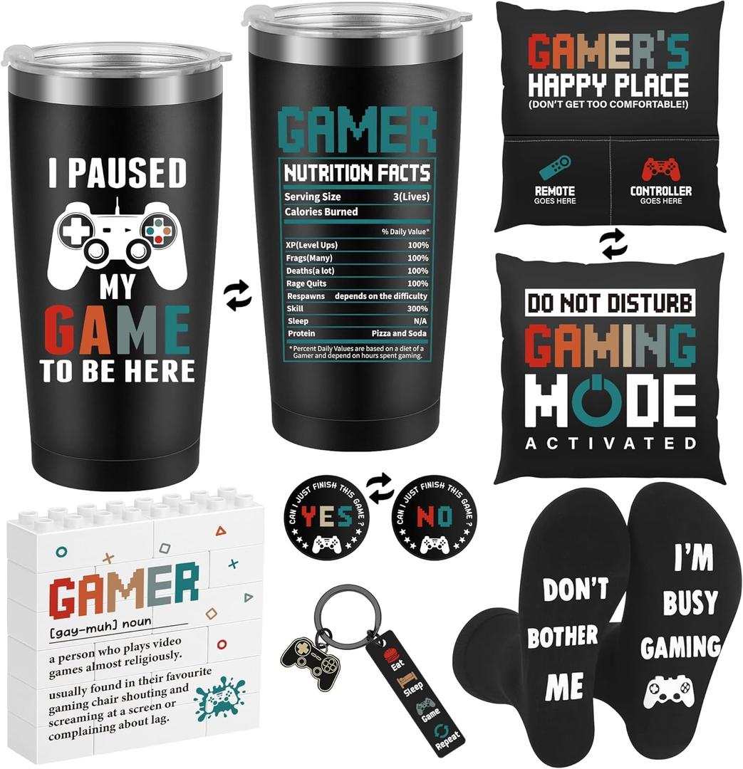 Gamer Gifts for Men Boyfriend Dad Brother Fathers Day, 2026 Graduation Gift for Son, Gaming Accessories for Room, Gaming Stuff - Gamer Gift Set Box