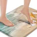 Britimes Bath Mat for Bathroom, Beach Starfish Sea Shell Washable Cover Floor Rug Carpets Floor Mat Bathroom Decorations 18x30 Inches for Kitchen Bedroom Indoor