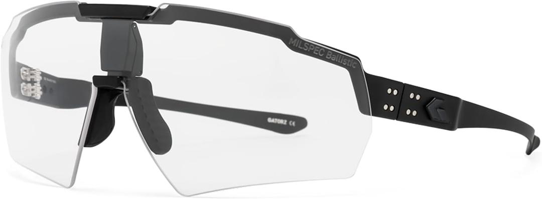 Gatorz Blastshield ANSI Z87+/MILSPEC Ballistic Sunglass - Made in the USA (Black With Black Logo - Ansi Z87.1 Milspec Ballistic Photochromic)