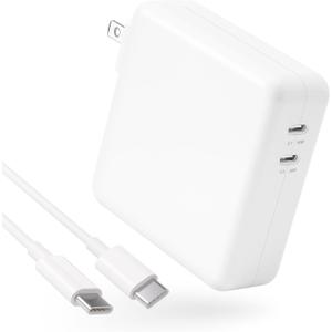Mac Book Pro Charger 116W, 2-Port USB C Fast Charger Power Adapter Compatible with MacBook Pro/MacBook Air 13 14 15 16 Inch, M1 M2 M3 M4 M5, iPad Pro, Samsung Galaxy and All USB C Device(1 Cable)