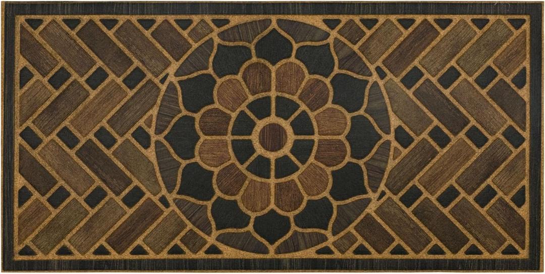 Mohawk Home Medallion Grain Casual Ornamental Gray 2' X 4' Door Mat Perfect for Porch, Garage (Grey)