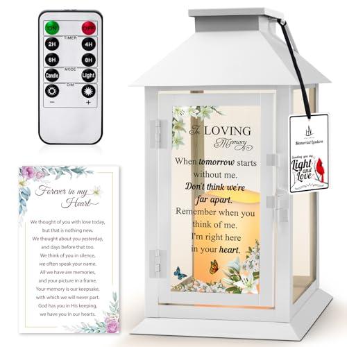 HN HAIINAA Memorial Lantern Bereavement Gifts in Memory of Loved One Memorial Gifts for Loss of Mother Loss of Father Remembrance Sympathy Gifts for Loss of Loved One with LED Candle and Remote