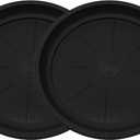 13" Heavy Duty Tray/Saucer (2 Pack) Country Look, Pot/Planter Base for Indoor/Outdoor Decor Use. Long Lasting, Reusable Light Weight (13 inches, Black)
