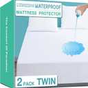 Lunsing Soft 2 Pack Twin Size Waterproof Mattress Protector with 6-16 Inches Deep Pocket, White