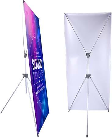 SUERUI Adjustable X Banner Stand Fits Any Banner Size Width 23" to 32" and Height 63" to 78",Portable Retractable Banner Holder with Carrying Bag - Customize Banner for Trade Show, Exhibition, 2 Pack