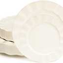 NZVCN 60 Pcs Ivory Plates, Wave Edge Design Disposable Plastic Plates for 30 Guests, Fancy Party Dishes 7 inch Dessert Plate and 10 inch Dinner Plate for Party, Bridal Shower