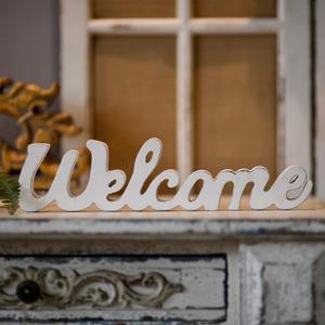 Rustic Wooden Outdoor Welcome Sign for Front Door 15", Wall Hanging White Letter Sign, Farmhouse Entryway Decor for Table, Christmas Signs for Home Decor Living Room Wedding Thanksgiving
