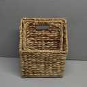 KOLWOVEN Wicker Hanging Storage Baskets, Set of 2 Wall Baskets for Accessories and Organizing Files, Mail Baskets