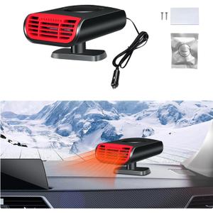 2 in 1 Car Heater, 12V 150W Portable Fast Heating Defrost Defogger with Rotatable Base, Automotive Windshield Heating or Cooling Fan That Plugs in Cigarette Lighter