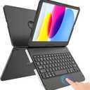 TaIYanG for iPad 10th Generation Case with Keyboard 10.9" 2022 & 11th (A16) 2025, Touch Trackpad keypad Case for 11/10th Generation-360 Rotate,Pencil Holder, Keyboard for iPad 10th Gen, Black