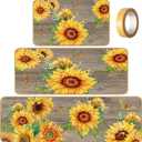 Fourluoo Sets of 3 Sunflower Kitchen Rugs and Mats Non Slip Kitchen Rugs Washable Sunflower Door Mats for Floor Home Bathroom Cabin Farmhouse Decor