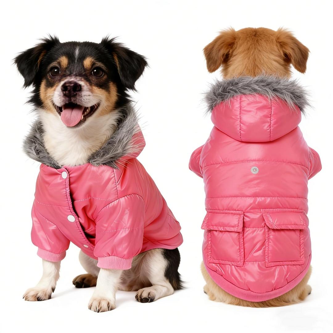 NAMSAN Dog Coats for Small Medium Dogs, Winter PU Leather Jacket for Puppy Male, Windproof Waterproof Dog Warm Coat Cold Weather Clothes, Black L (Large (Pack of 1))