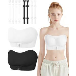 Teen Strapless Bandeau Bra for Girls 14-16Y | Wireless Side Support with Dual-Color Adjustable Straps