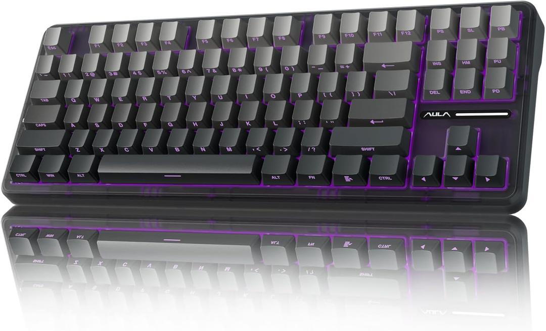 AULA F87 Pro Wireless Mechanical Keyboard, Tri-Mode BT5.0/2.4GHz/USB-C Hot Swappable Custom Keyboard, Pre-lubed Switches, Side Printed PBT Keycaps, 75% TKL RGB Backlit Gaming Keyboards
