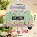 3 x Wedding Gifts for Couples 2025 - Mr and Mrs Gifts, Personalized Wedding Bridal Shower Gift for Bride & Newlyweds - Just Married Wood Hanging Ornament