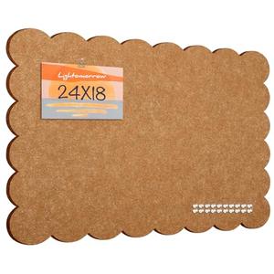 Lightomorrow Scalloped Bulletin Board, 24 x 18 Inches Felt Pin Board - Decorative Cork Alternative for Wall, Foldable Picture Self-Adhesive Vision Prayer Board with 20 Pushpins - Apricot
