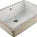 VEVOR Undermount Bathroom Sink, 18.5 x 13.19 Inch Rectangular White Ceramic Vessel Sink with Overflow Hole, Under Counter Drop in Modern Lavatory Vanity Bath Wash Bowl Basin, Rectangle Small Space