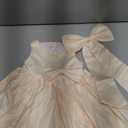 MCieloLuna Flower Girls Satin Tulle Princess Pageant Dress for Wedding Kids Pearls Prom Ball Gowns with Bow-Knot (6, Ivory)