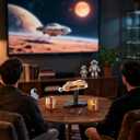 Gifts for Men, Kollea Cool Galaxy Spaceship Whiskey Decanter Set with 2 Shot Glasses- Handmade Limited Edition, Unique Creative Gift Ideas for Dad, Brother, Birthday, Anniversary, Christmas (Gold)