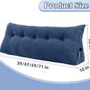Triangular Wedge Headboard Pillows Twin XL Dorm Navy Blue Wedge Pillow for College Large Daybed Cushion with Side Pockets Removable Cover,39 * 20 * 8in
