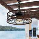 Outdoor Ceiling Fan with Light, Waterproof Plug in Caged Ceiling Fan, 6 Speeds, 3 Color LED Light, 20 Outdoor Hanging with Hook Gazebo Fan with Remote for Patios, Pergola, Canopy