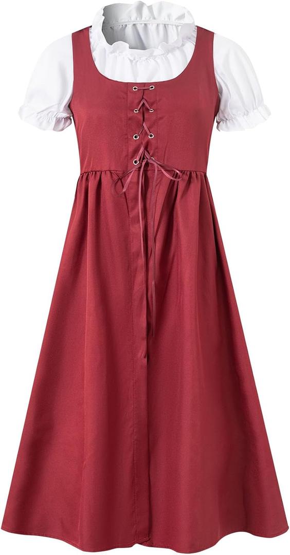 Girls Renaissance Dress Medieval Red Dress Princess Child Dress Up Costume (7-8 Years)