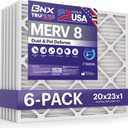 BNX TruFilter 20x23x1 Air Filter MERV 8 (6-Pack) - MADE IN USA  Dust & Pet Defense Electrostatic Pleated Air Conditioner HVAC AC Furnace Filters for Dust, Pet, Mold, Pollen MPR 600  700 & FPR 5