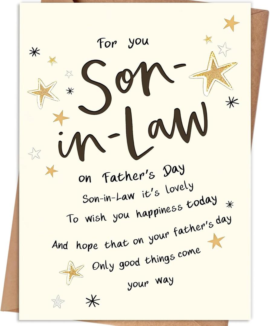 24 x Fathers Day Card Gifts for Son In Law, Son In Law Father's Day Card from Father-in-law and Mother-in-law