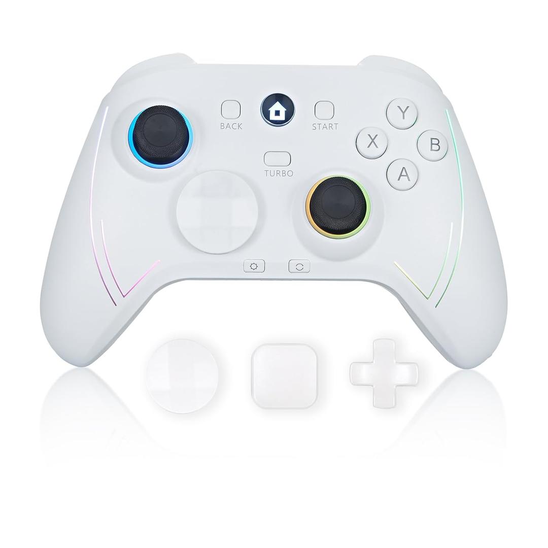 ROTOMOON HD151-S Wireless Game Controller with 7 Colors LED Lighting Compatible with Xbox One S/X, Xbox Series S/X, with 2.4G Wireless Adapter, 3.5mm Audio Jack Gaming Gamepad, Turbo/Programmable