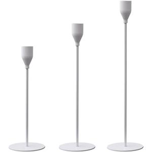 Movocaty Candlestick Holders Set of 3 Taper Candle Stick Holders, Mantel White Candlestick Holders for 3/4" Taper&Led Candle, Elegant Candle Holder Centerpiece for Wedding/Party/Dinning/Anniversary
