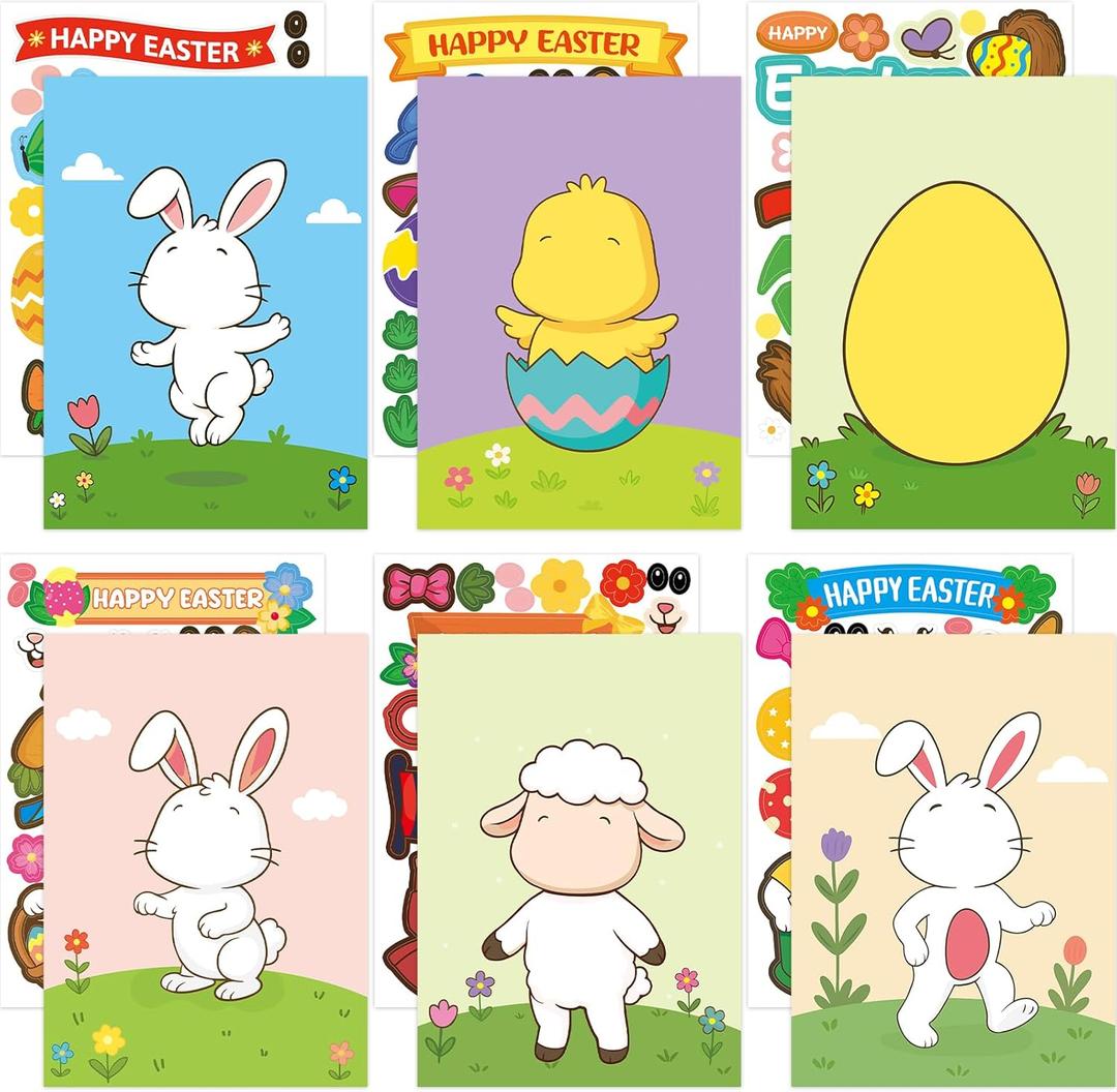 Fancy Land 18 Pack Easter Crafts for Kids Card Making Kit DIY Make Your Own Easter Cards with Envelopes Classroom School Activities Party Favors