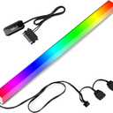 GIM KB-14 Pro Magnetic RGB Light Strip for PC Case, 1.1ft ARGB LED Strip Lights with 5V 3-pin, 4-pin Header & Mini Controller with SATA Header, Sync Color Changing & Light Speed Led Strip