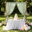 Pea Green Backdrop Curtains 30ftx10ft Garden Polyester Photo Drapes | Soft Wrinkle Free Backdrop Drapes with Rod Pocket for Parties Spring Events and Outdoor Celebrations 6 Panels 5ftx10ft