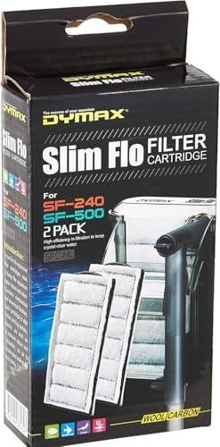Dymax Filter Cartridge Replacement for Slim FLO SF-240 and SF-500 Hang On Back Aquarium Filter (Two Box (4 Cartridges)