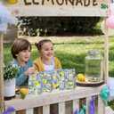 24 pcs Capri Lemon Print Party Favor Bags Kraft Paper Gift Bags, Blue Tiles Yellow Lemon Goodie Candy Bags Kraft Treat Paper Bags with Stickers for Spring Summer Birthday Wedding Party Supplies