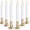 6-Pack Dusk to Dawn Electric Christmas Window Candle Lights with Shatterproof Plastic LED Bulbs, Plug-in Corded Window Candle Lamps, Auto On/Off Light Sensor, 6 Suction Cups Included, Warm White