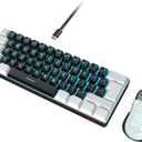 RedThunder 60% Gaming Keyboard and Mouse Combo, Ultra-Compact 61-Key RGB Backlit Mini Keyboard, Lightweight 7200 DPI Honeycomb Optical Mouse, RGB Wired Gaming Set for PC PS5 Xbox Gamer(Black-White)