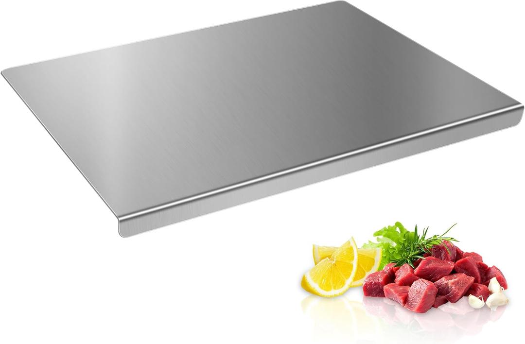 Stainless Steel Cutting Board with Lip, Kitchen Chopping Board for Cutting Meat, Veggies and Fruit, 16 12 0.8 inch