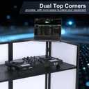 Kokorona Portable DJ Booth 20"x42.5"x45.3" with Dual Top Corners, DJ Facade Booth with Cable Hole, DJ Table Stand with Light Strip and Remote Control, Metal Frame + Black & White Scrims + Carry Bag