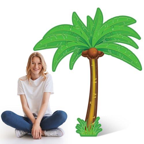 Colingmill 1 PC 4 ft Palm Tree Cardboard Cutout Stand up Luau Party Decorations Aloha Summer Hawaiian Party Photo Props Large Palm Tree Decor for Beach Pool Hawaiian Supplies