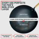 Uno Casa 12 Inch Blue Carbon Steel Wok Pan - Non-Stick, Stir-Fry, Includes Lid