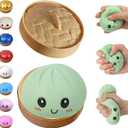 Glitter Dumpling Squishy,Dumpling Squishies,Glitter Dumpling Mystery Box,Colorful Dumpling Stress Balls Fidget,Jumbo Squishy Toy with Steamer Box,Soft Squeeze Decompression Dough (Green)